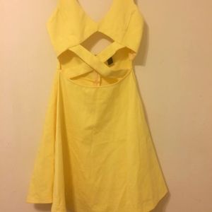 Yellow Cutout Halter Dress NWOT